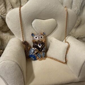 Betsey Johnson Gold and Blue Cat Necklace
